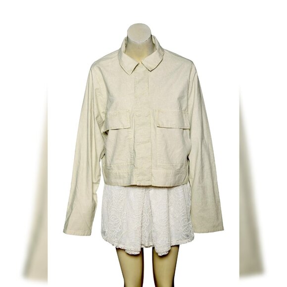 Free People We The Free Suzy Linen Jacket M 8 Women Casual Winter Coat NEW 45144 - Picture 4 of 6